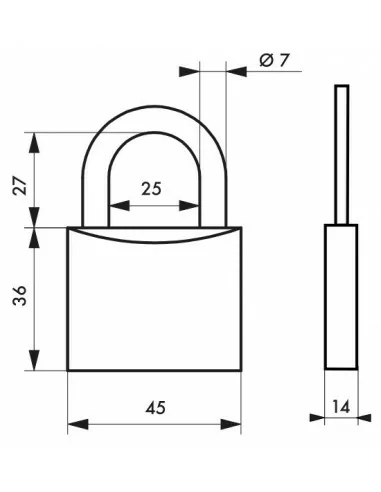 Cadenas haute anse Noir 45 mm