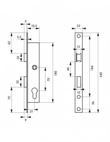 Serrure Porte Entree Noyau de cylindre de serrure de porte en bois  intérieur avec 3 touches Hauteur 29mm Longueur de 70 mm All[313]
