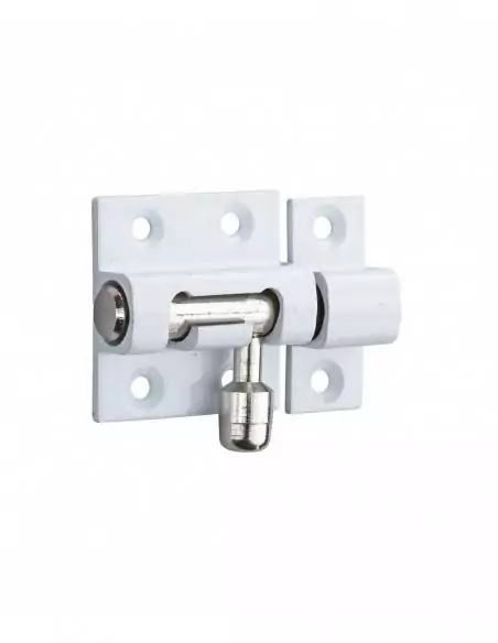 Verrou pour porte de meuble targette laiton laqué blanc 30 mm