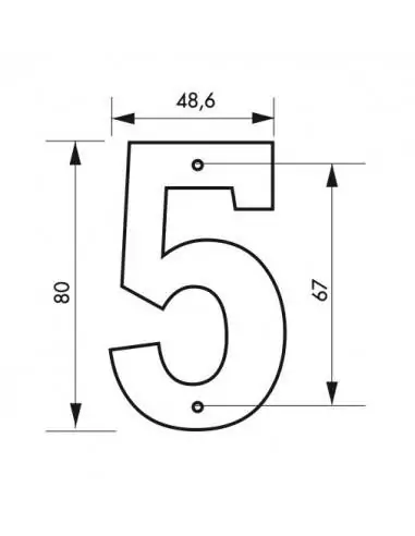 Chiffre 5 Hauteur 80mm Noir A Visser