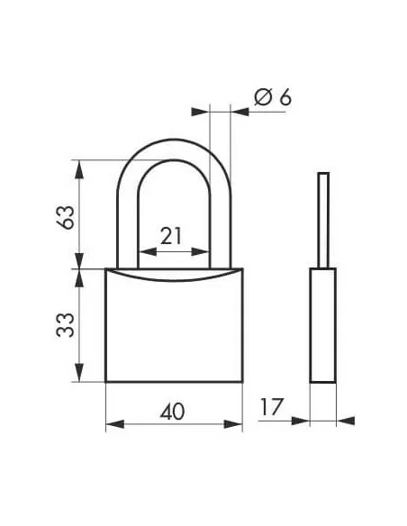 Cadenas TYPE1 ALU COLOR 40mm anse 1/2 haute - THIRARD